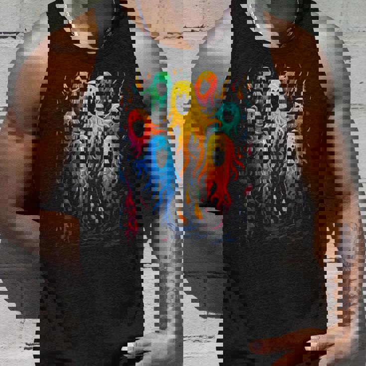 カラフル ハロウィン 幽霊 面白いグラフィックtシャツ タンクトップ 彼への贈り物