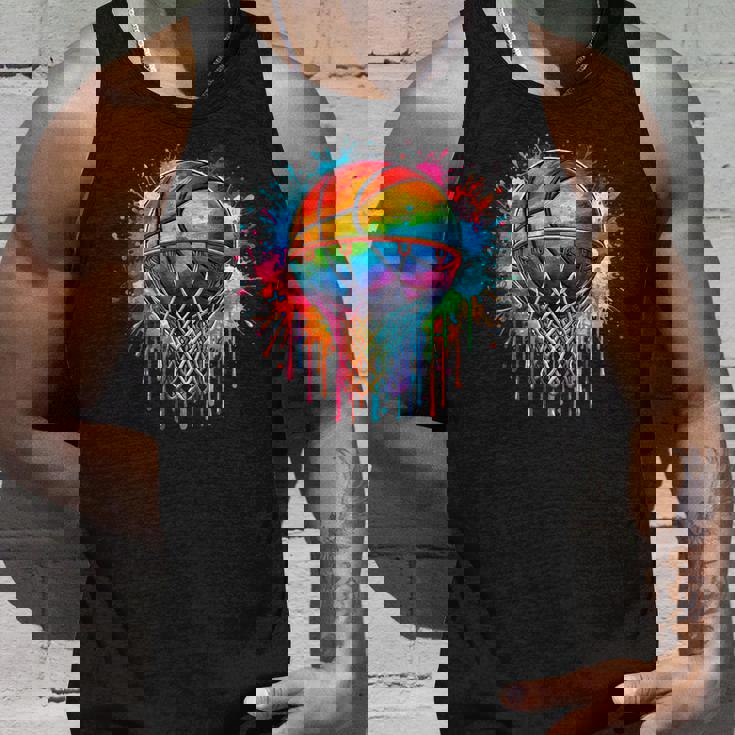 カラフル バスケットボール 絞り染め カラー スプラッシュ フープ ネット スラム ダンク タンクトップ 彼への贈り物