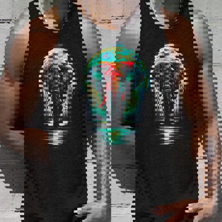 カラフル 象 精霊 動物 かっこいい イラスト アート タンクトップ 彼への贈り物