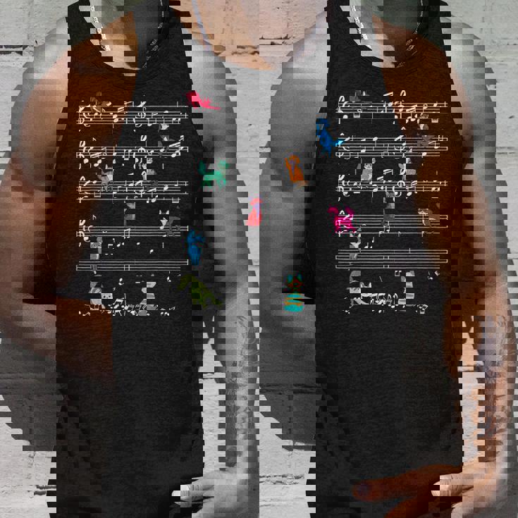 カラフルでかわいい猫 音符 楽譜 タンクトップ 彼への贈り物