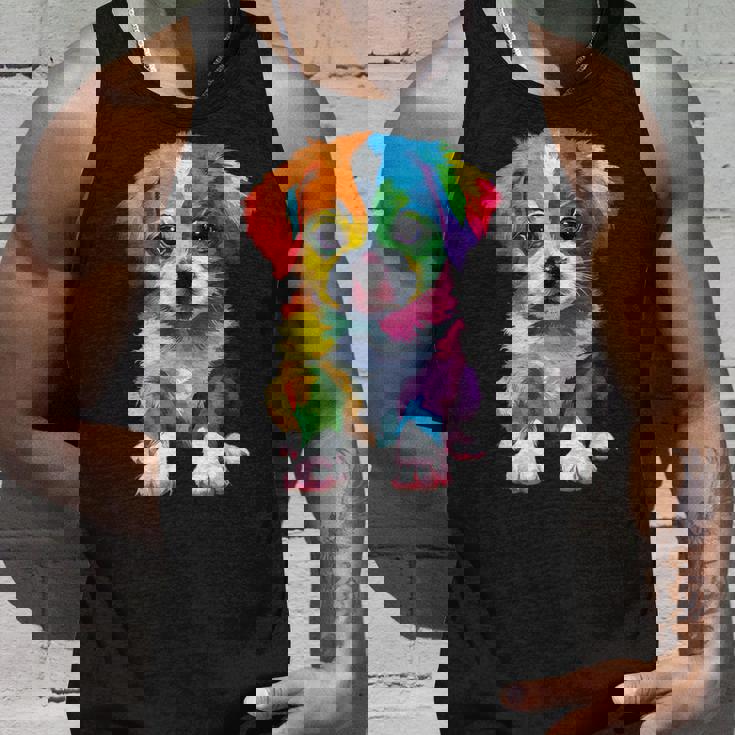 カラフルなかわいい子犬 愛らしい犬 タンクトップ 彼への贈り物