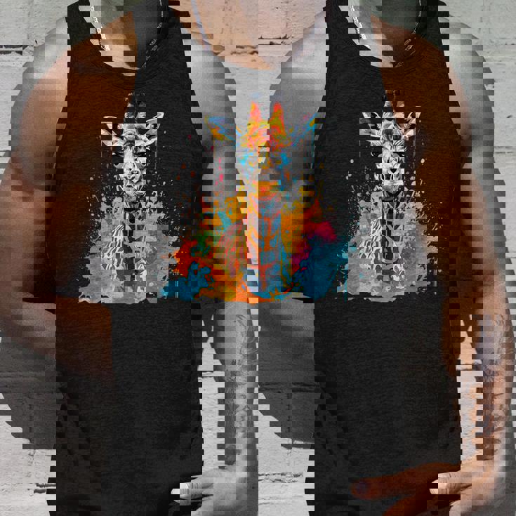 カラフルなキリン 動物 恋人 スプラッシュアート タンクトップ 彼への贈り物