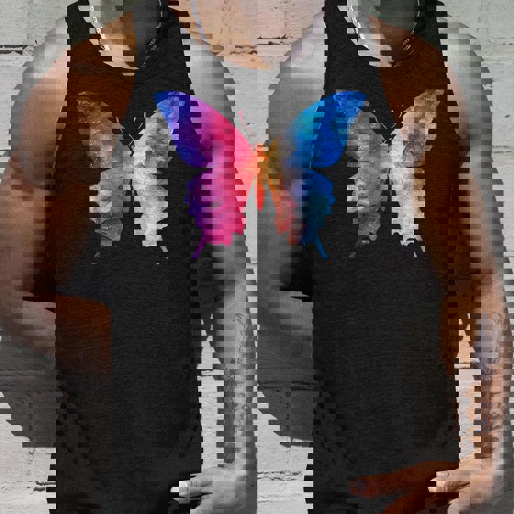 カラフルなシルエット抽象的な水彩蝶 タンクトップ 彼への贈り物