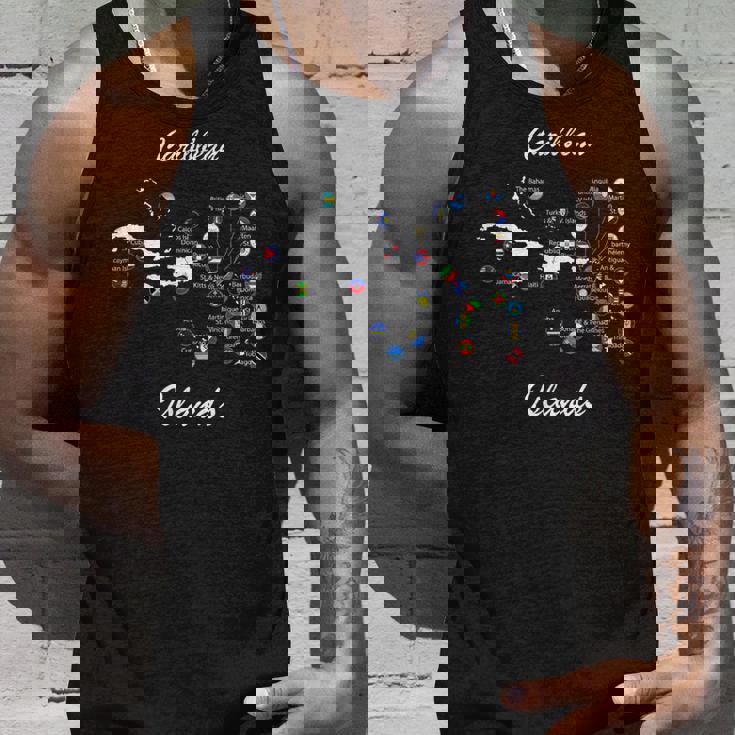 カリブ海諸島の旗と地図、カリブ海の休暇tシャツ タンクトップ 彼への贈り物