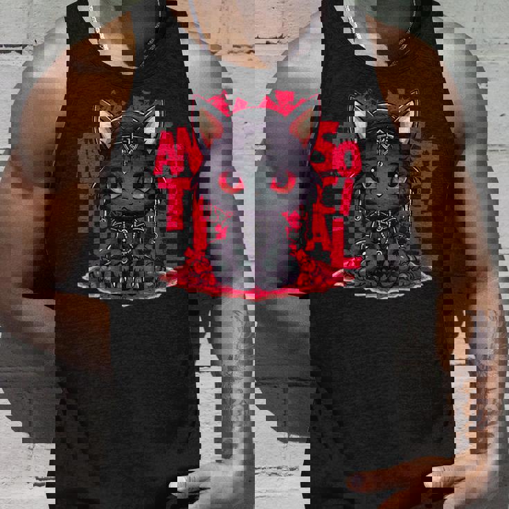 カワイイアニメ ゴシックキャット 反社会的 内向性 メンヘラ タンクトップ 彼への贈り物