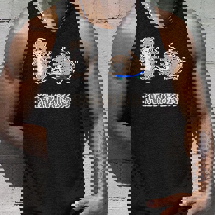 カワウソくん『スケボー』コツメカワウソ ゆるくて かわいい キャラクター イラスト タンクトップ 彼への贈り物