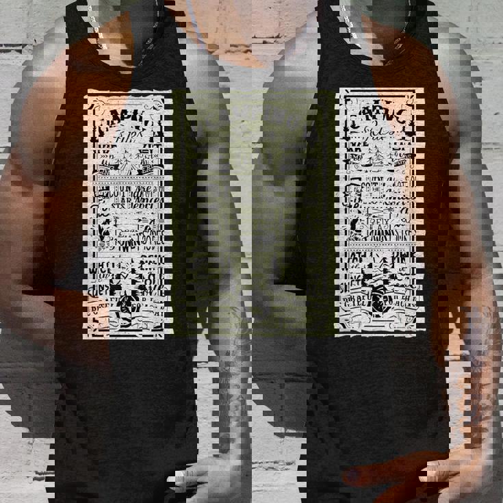 キャンピング ルール 遊び心たっぷりのヴィンテージ調デザイン おもしろ キャンプ タンクトップ 彼への贈り物