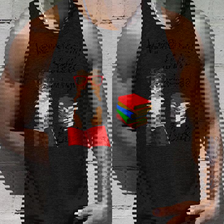 キュート・ハピネス・イズ・シェルティー・アンド・ブックス・シェルティー・マム タンクトップ 彼への贈り物