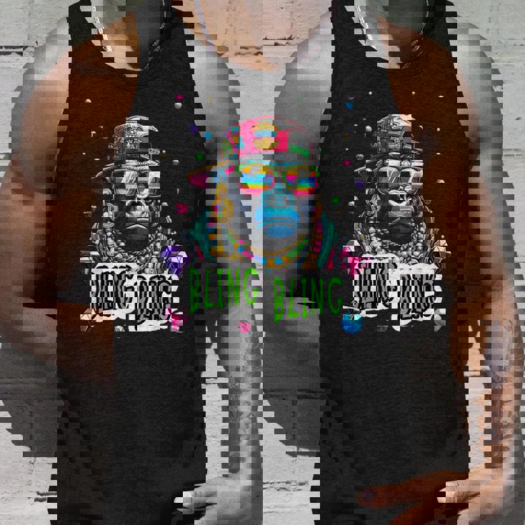 キラキラ光るクールなゴリラとジュエルヒップホップアートギャングスター タンクトップ 彼への贈り物