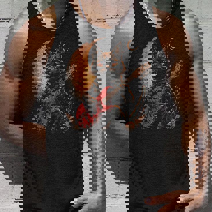 ギターを弾くロックキャット 面白いロックミュージックギター猫 タンクトップ 彼への贈り物