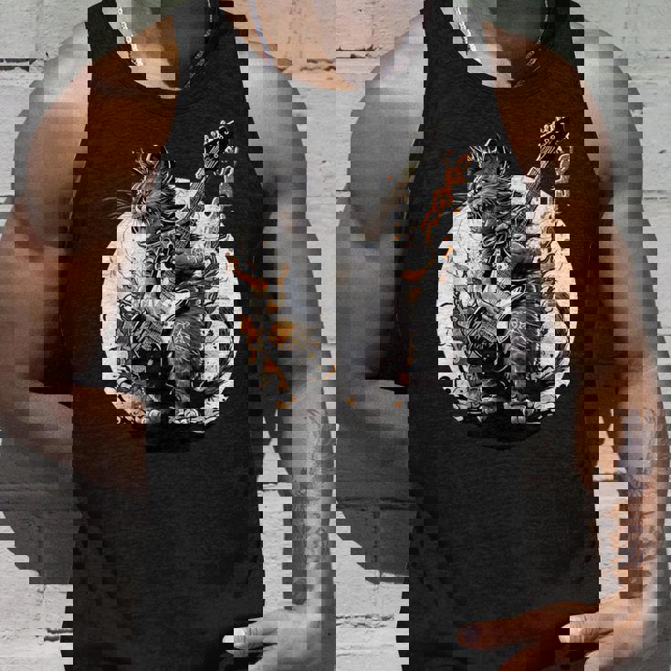 ギターを持った猫 ロックミュージックキャット ヘヴィメタルキャット タンクトップ 彼への贈り物