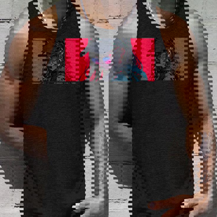 クールでかわいいアニメガールカラフルなデザインサングラス付き タンクトップ 彼への贈り物