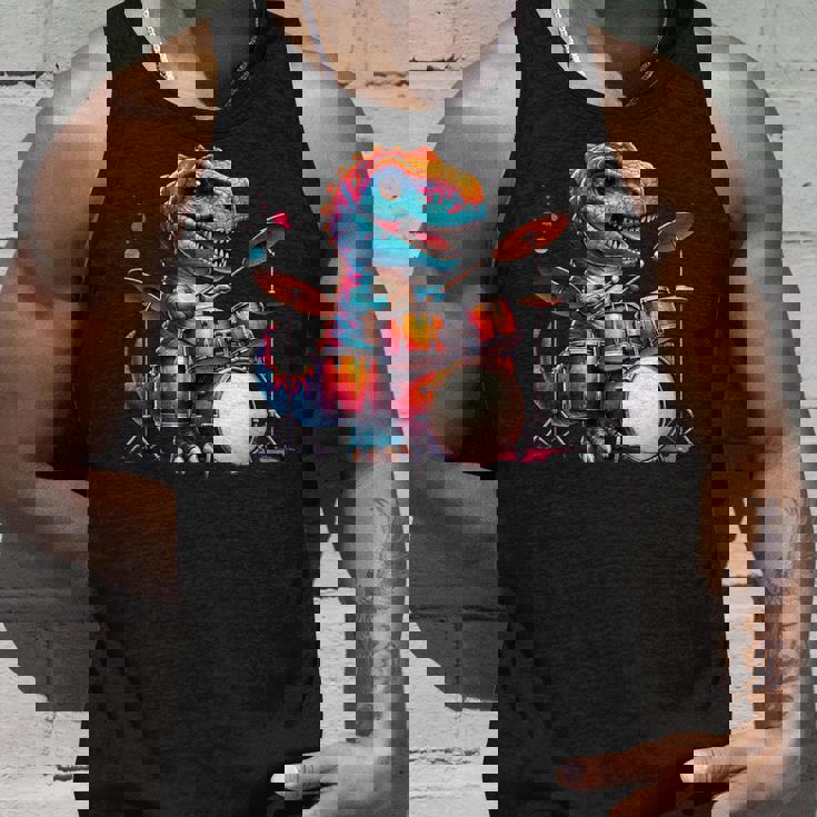 クールなt-Rex恐竜ドラマー音楽バンドデザイン。 タンクトップ 彼への贈り物