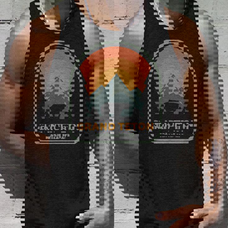 グランドティトン国立公園 レトロサンセット ヴィンテージ タンクトップ 彼への贈り物