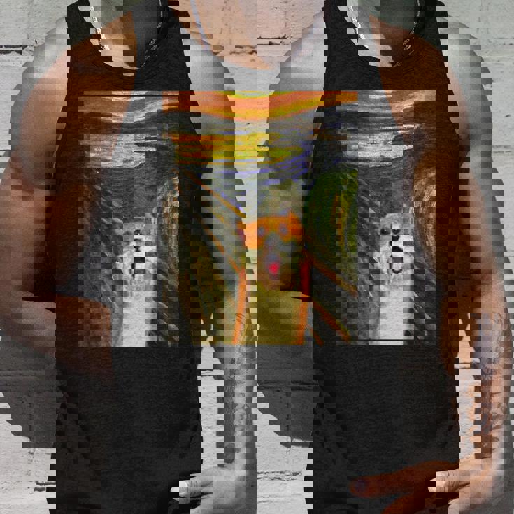 コーギー 面白いtシャツ 犬 ムンクの叫び かわいい メンズ 子供 おもしろ 服 グッズ ネタ わんこ タンクトップ 彼への贈り物