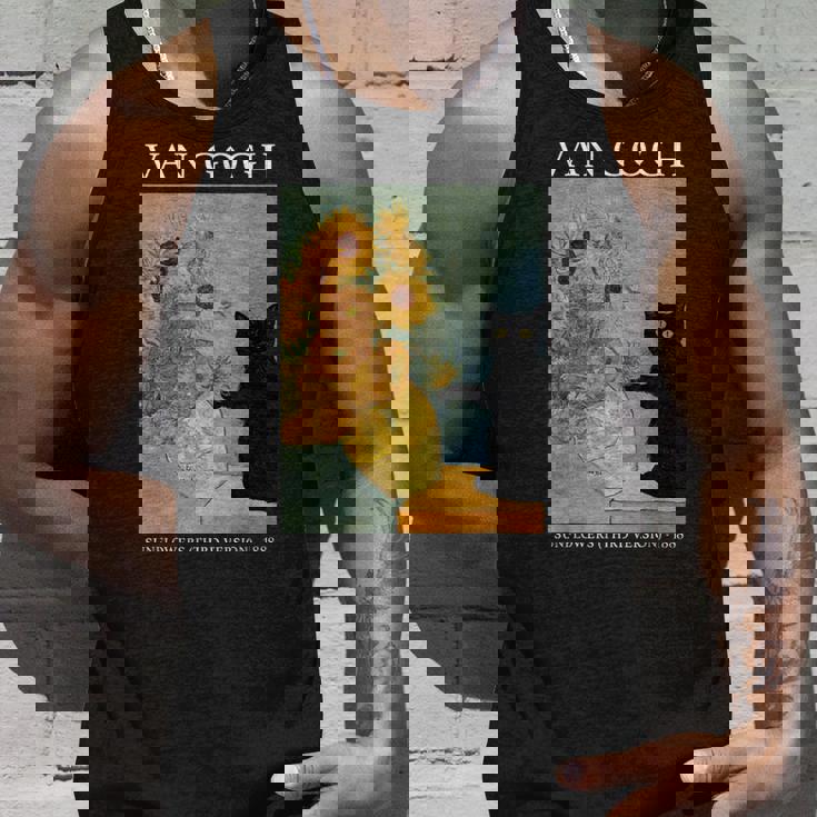 ゴッホ 黒猫 ひまわり おもしろ猫 タンクトップ 彼への贈り物