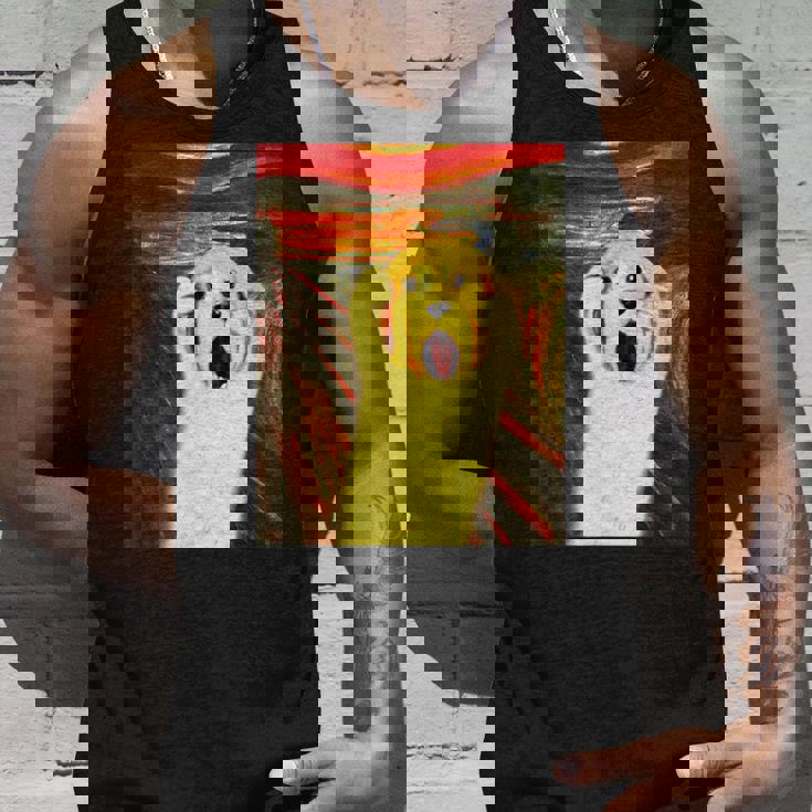 ゴールデンレトリバー 面白いtシャツ 犬 ムンクの叫び かわいい メンズ 子供 おもしろ 服 グッズ ネタ タンクトップ 彼への贈り物