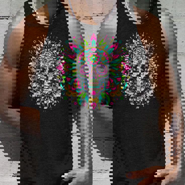 サイケデリックシュガースカルtシャツ 鮮やかでカラフルな死者の日 タンクトップ 彼への贈り物