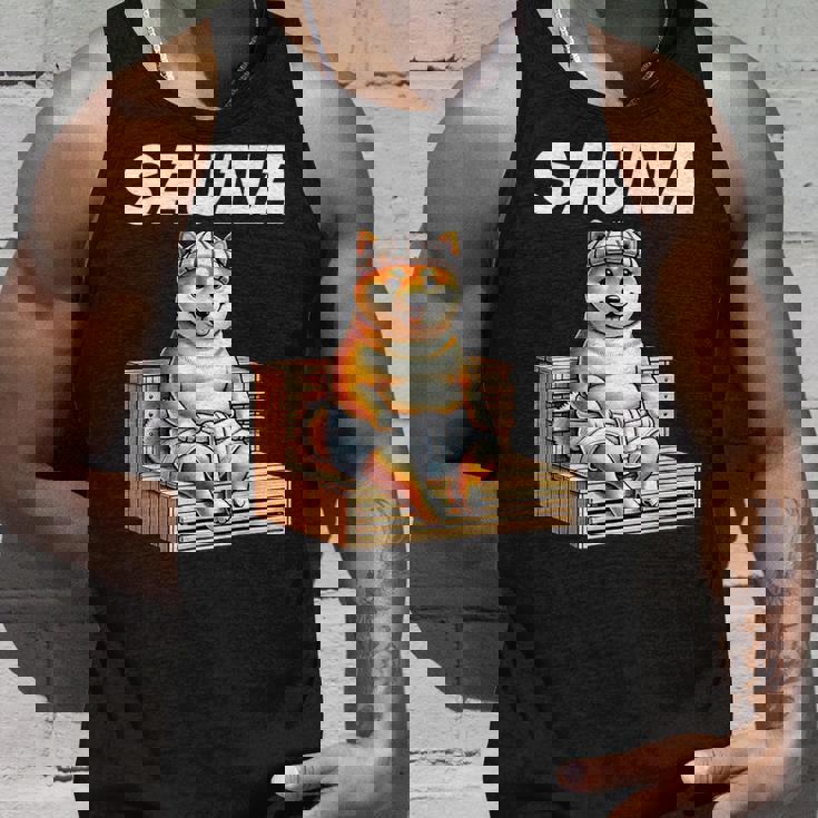 サウナauna さうな 整う アウトドア 焚火 おもしろ 犬 柴犬好き 柴犬 名言 文字 面白い ふざけた ネタ タンクトップ 彼への贈り物