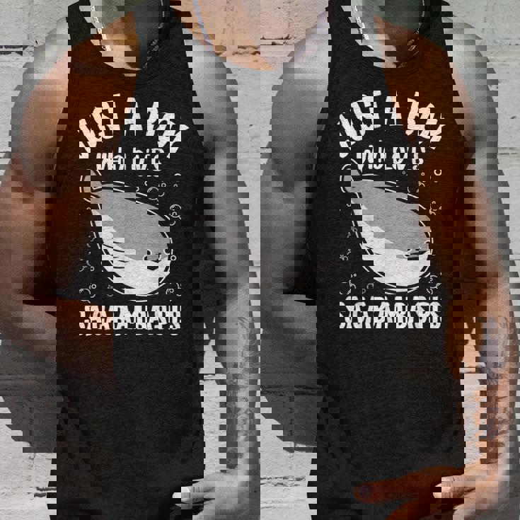 サカバンバスピスの面白い魚ミームが大好きなジャスト・ア・ボーイ タンクトップ 彼への贈り物