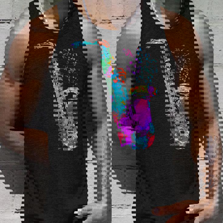 サクソフォン プレーヤー ジャズ 音符 サクソフォン カラフル サックス タンクトップ 彼への贈り物