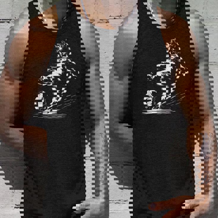 サッカーボール グラフィック 猫 スポーツ コスチューム ギフト タンクトップ 彼への贈り物