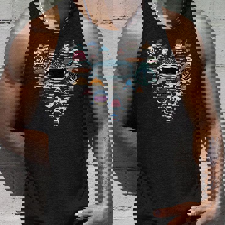 サメの識別の種類 サメの顔 シャークハート タンクトップ 彼への贈り物