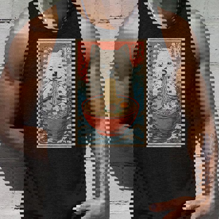 サモエド 食べる ラーメン カワイイ アニメ 犬好き タンクトップ 彼への贈り物