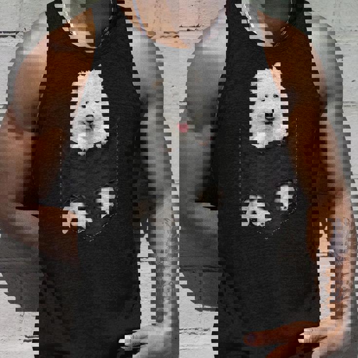 サモエド犬愛好家のためのポケットの中の面白いサモエド タンクトップ 彼への贈り物