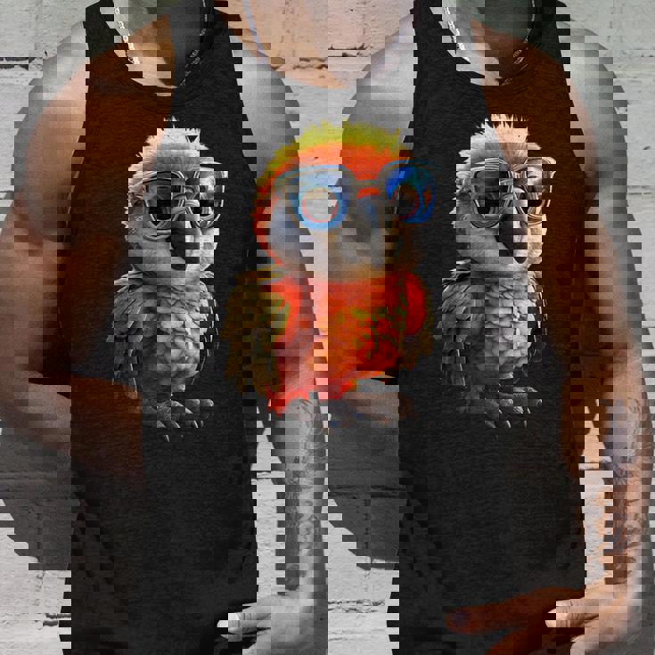 サングラスをかけたインコ コンゴウインコ オカメインコ かわいいインコ タンクトップ 彼への贈り物