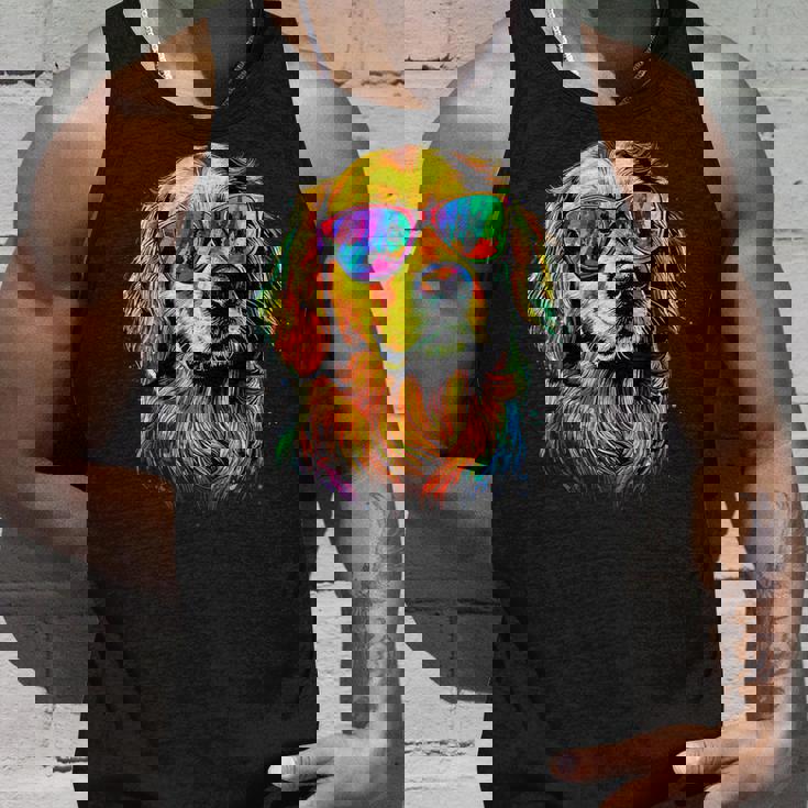 サングラスをかけたゴールデン・レトリーバー 犬が大好き タンクトップ 彼への贈り物