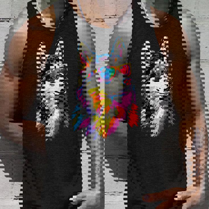 サングラスをかけたハスキー犬 私はシベリアンハスキーが大好きです。 タンクトップ 彼への贈り物