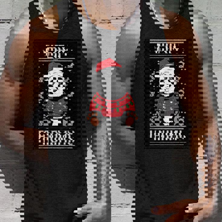 サンタ帽子付きパンダ 醜いクリスマス X-Mas タンクトップ 彼への贈り物