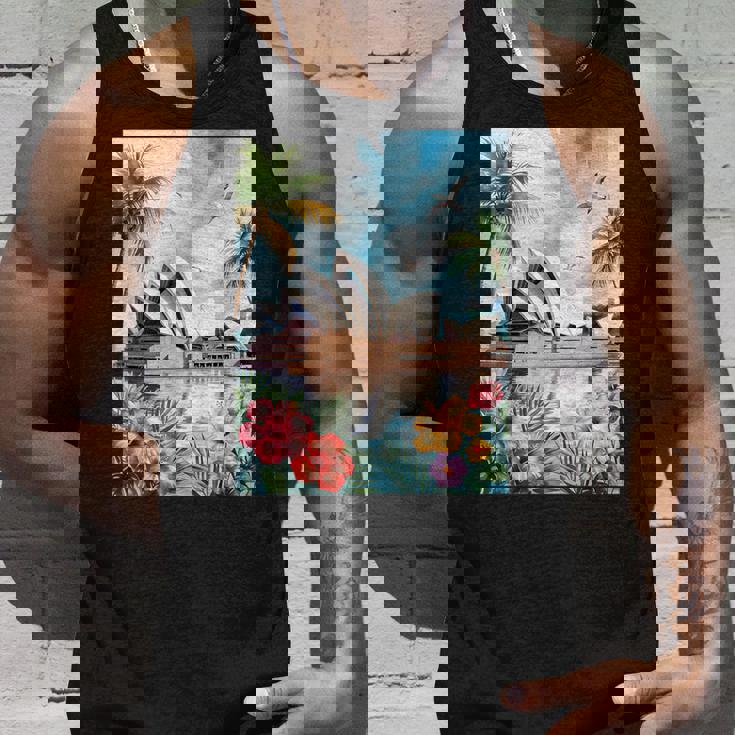 シドニーオペラハウスと南国の自然 タンクトップ 彼への贈り物