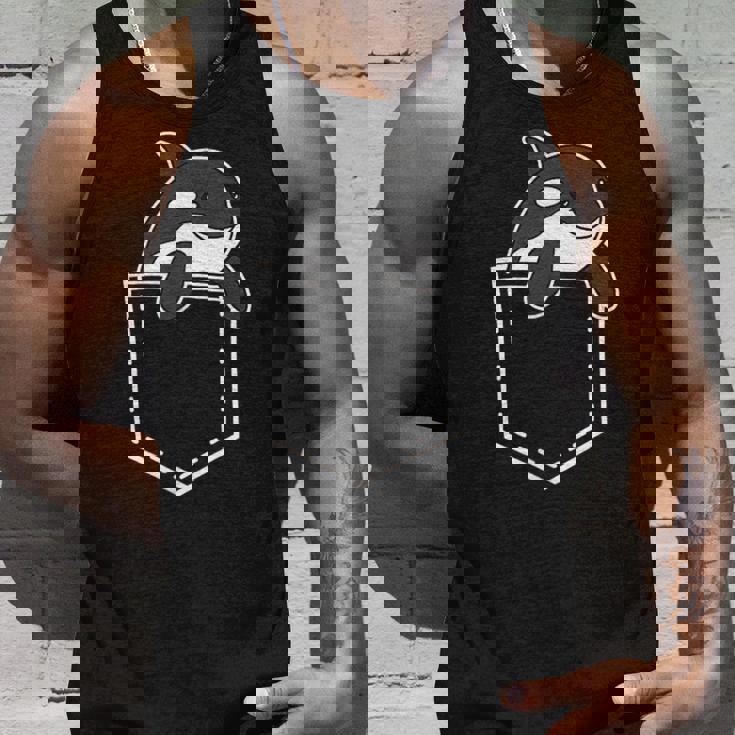 シャチポケット おもしろシャチ シャチ 海の動物 タンクトップ 彼への贈り物