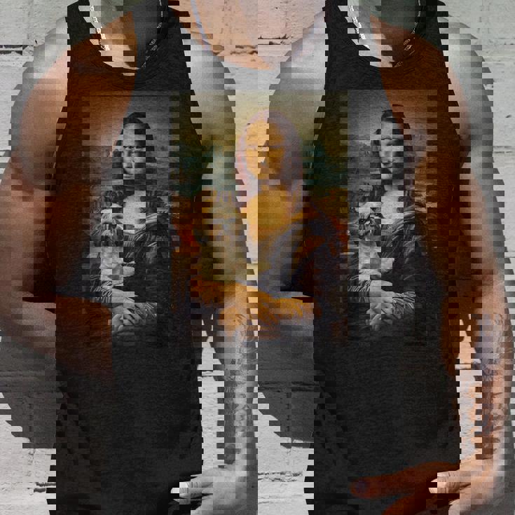 シーズー モナリザ 絵画 アート 犬 ママ お父さん タンクトップ 彼への贈り物