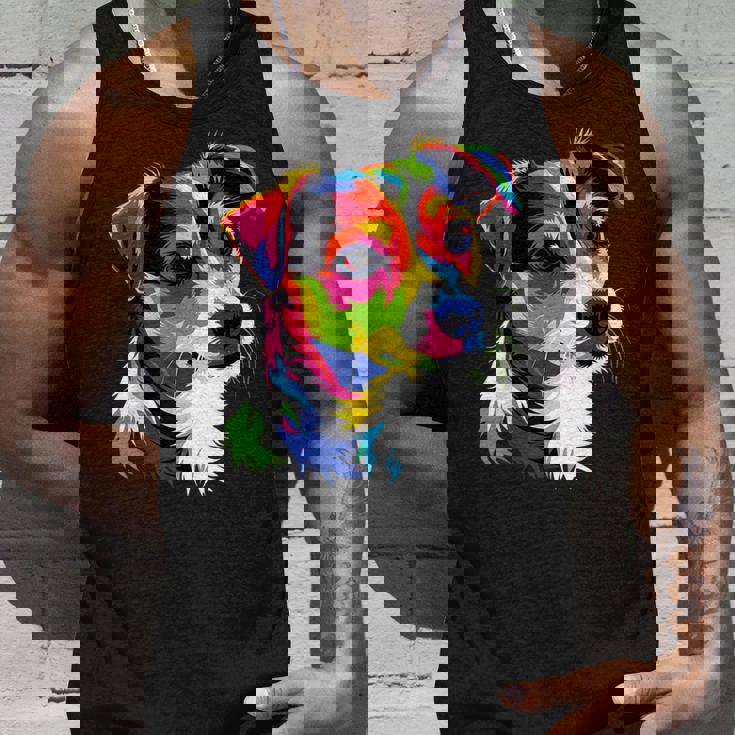 ジャック・ラッセル・テリア ブライトカラー ポップアート 愛犬家 タンクトップ 彼への贈り物