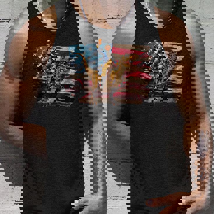 ジョージ・ワシントン ライディング A ダイナソー 面白い 4Th Of July デザイン タンクトップ 彼への贈り物