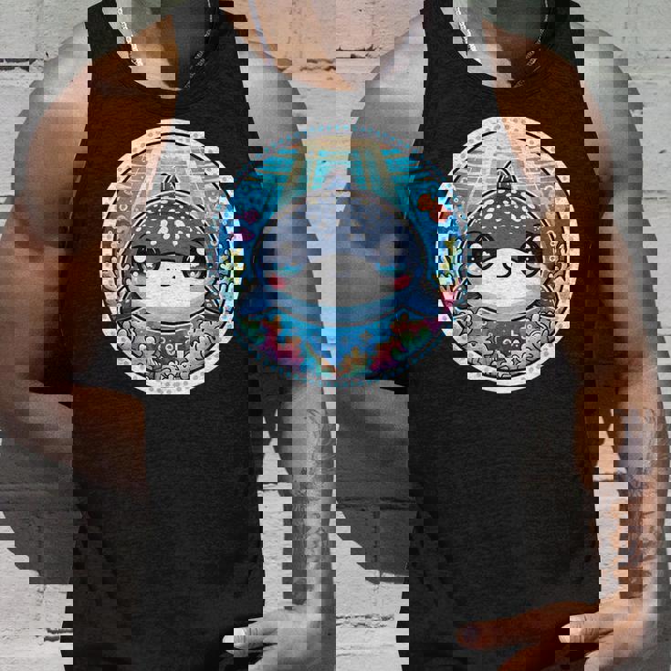 ジンベイザメ、ジンベエザメのアニメ、カワイイ・ジンベエザメ タンクトップ 彼への贈り物