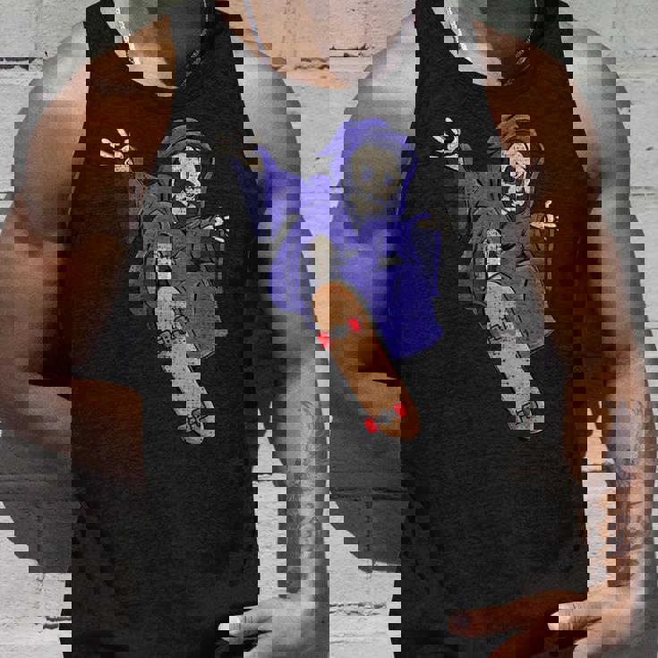 スケボーに乗る骸骨 スケーター ハロウィン タンクトップ 彼への贈り物