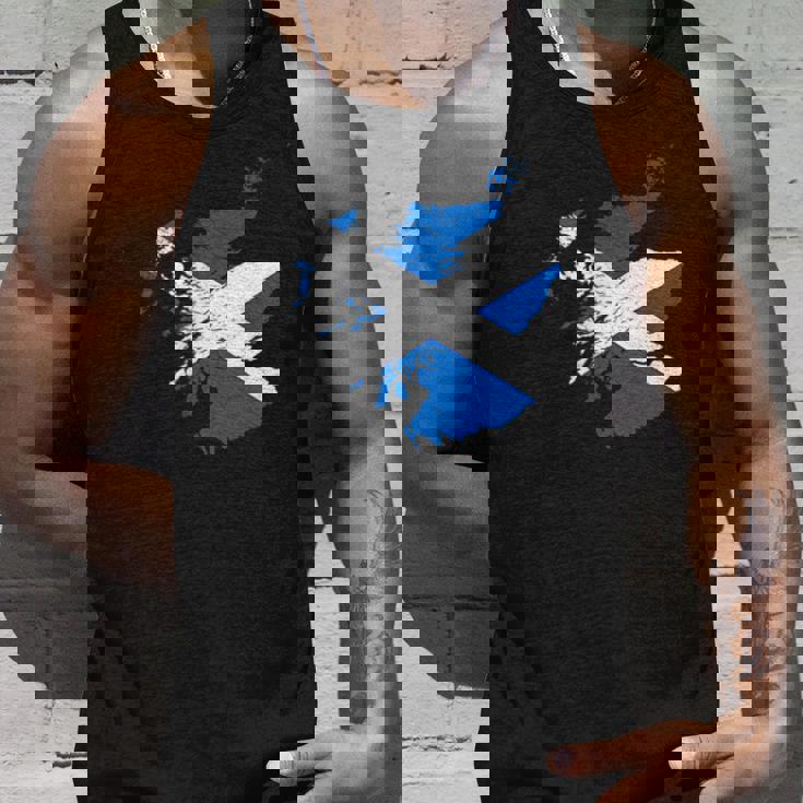 スコットランドの地図と旗の胸のロゴ スコットランドのお土産 タンクトップ 彼への贈り物