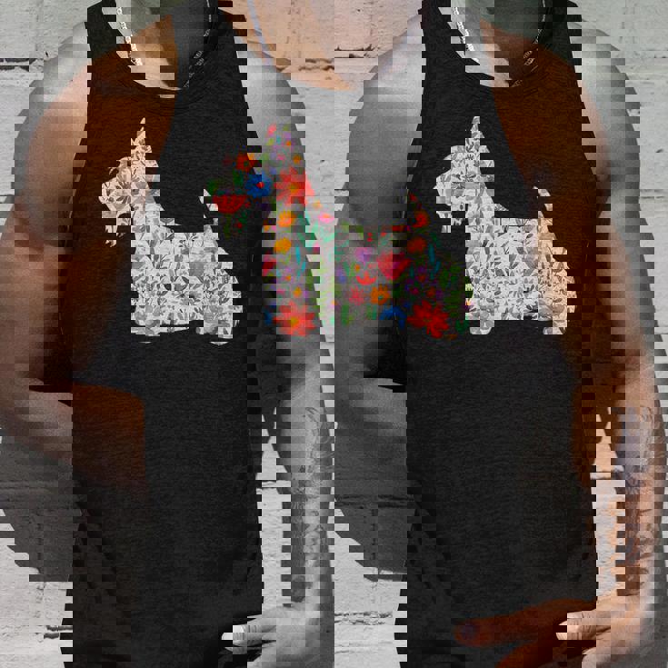 スコティッシュテリア水彩フラワーデザイン。 タンクトップ 彼への贈り物