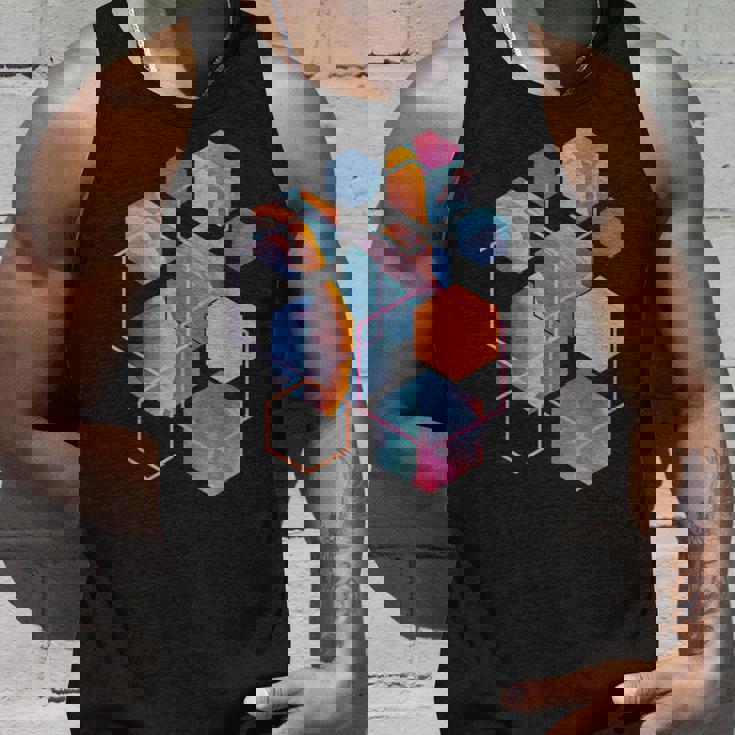 スタイリッシュ ティール オレンジ 六角形 モダン シェイプ マニア タンクトップ 彼への贈り物