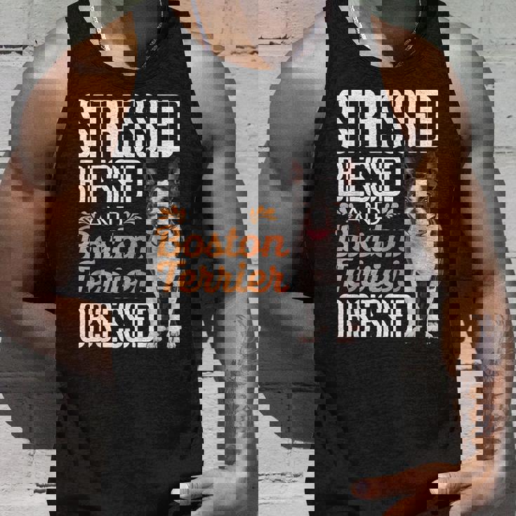 ストレスド・ブレスド・オブセスド・ボストン・テリア タンクトップ 彼への贈り物