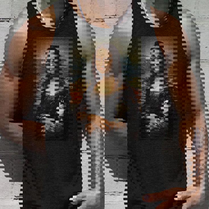 スノーシュー 猫 モナリザ 絵画 アート ママ お父さん タンクトップ 彼への贈り物