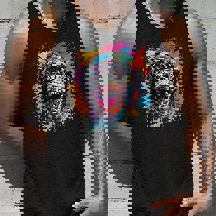 スプラッシュアート チンパンジー 野生動物 動物 好き カラフル タンクトップ 彼への贈り物