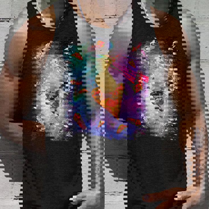 スペースレーザーアヒル食べるピザ、ギャラクシーダック。 タンクトップ 彼への贈り物