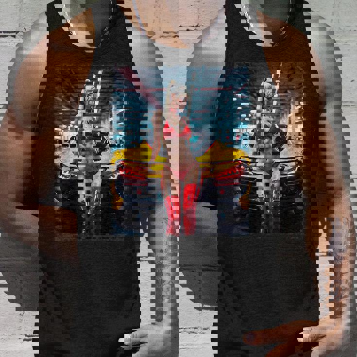 セクシーガールグラフィックtシャツ セクシーブロンドビキニモデル&車 タンクトップ 彼への贈り物