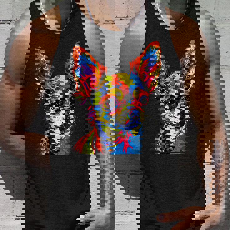 チワワ カラフル カラー ポップアート ラブ ちっちゃかわいいチワワ タンクトップ 彼への贈り物