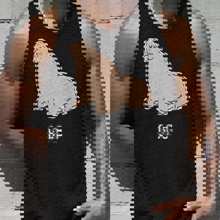 トド《ビッグ プリント》【どうぶつフレンズ】海・水族館の生き物 ゆるくてかわいい キャラクター イラスト タンクトップ 彼への贈り物